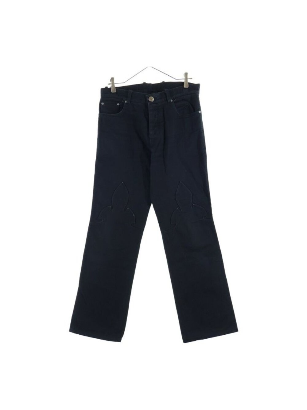 Chrome Hearts Vintage Jeans Fleurknee Flanie Cross Ball Button Denim Pants Black